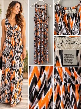 Stylish Orange and Black Maxi Dress